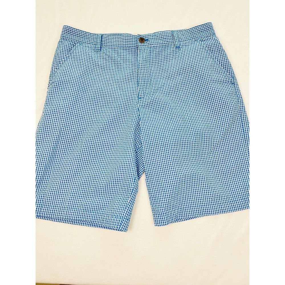 IZOD Shorts‎ Men's Sz 34 Golf Blue Plaid Gingham Shorts (1626)